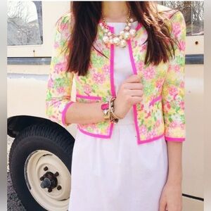 Lilly Pulitzer Nelle Jacket Pink and Green Floral Blazer